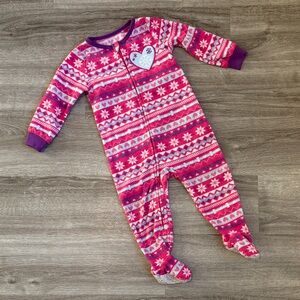 Kids Headquarters baby girls winter print fleece zip up footie